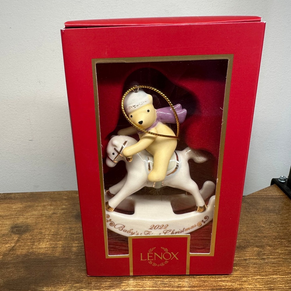 Lenox Disney Winnie the Pooh Babys 1st Christmas 2022 Ornament Rocking Horse